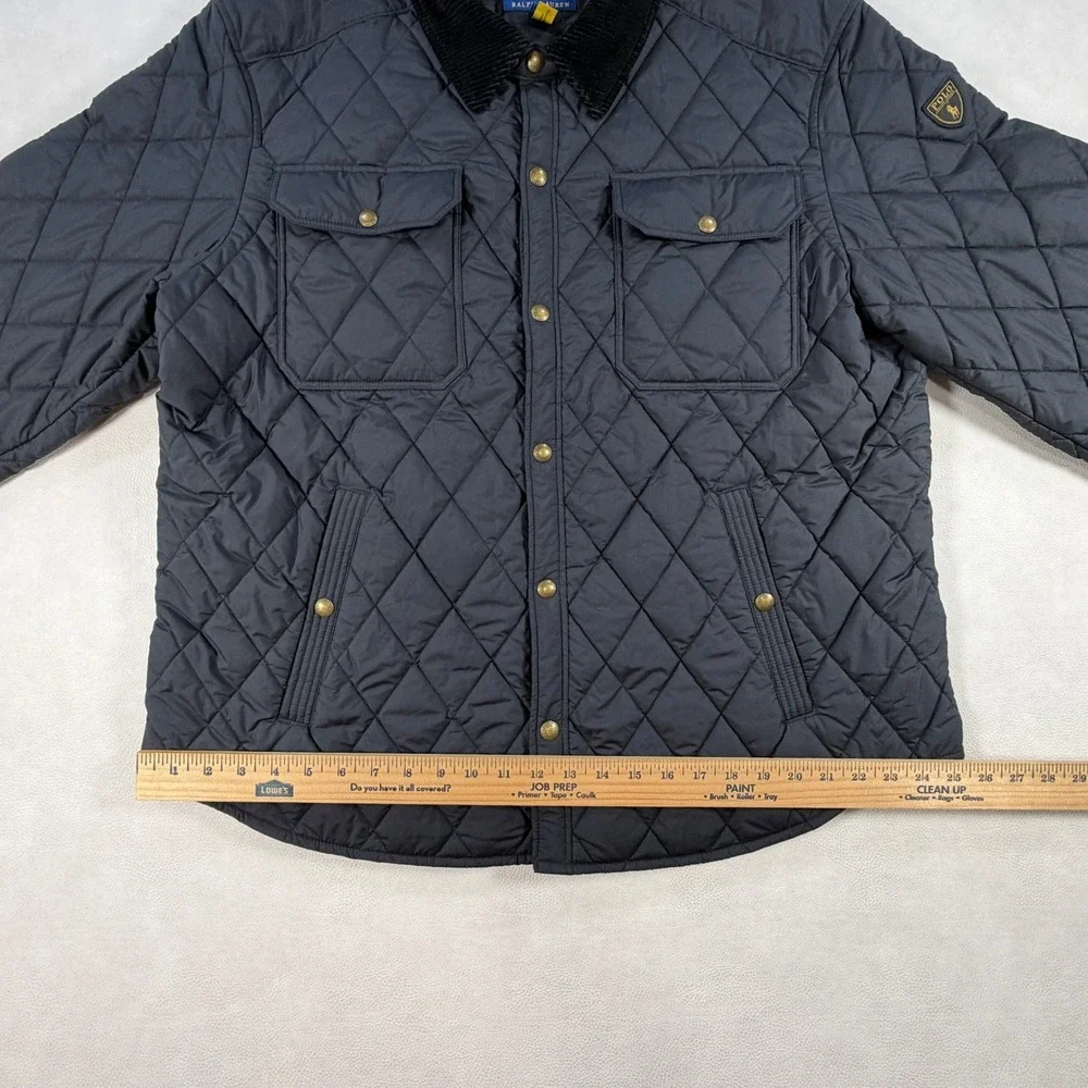 Polo Ralph Lauren Mens XXL The Beaton Quilted Jacket Navy Coat Corduroy Collar
